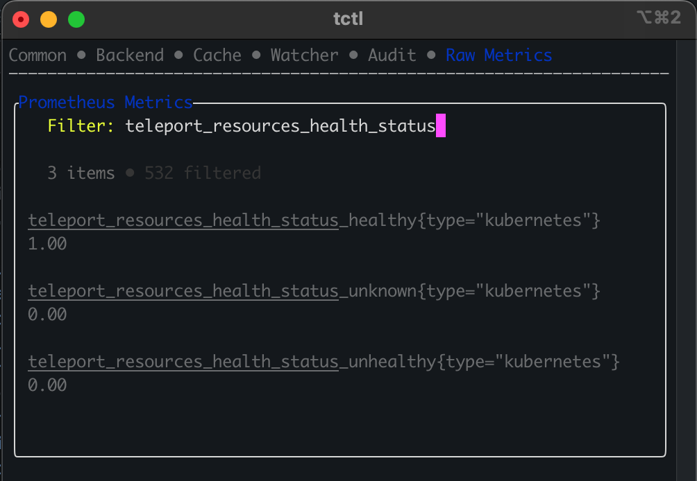 Health metrics with the tctl top command